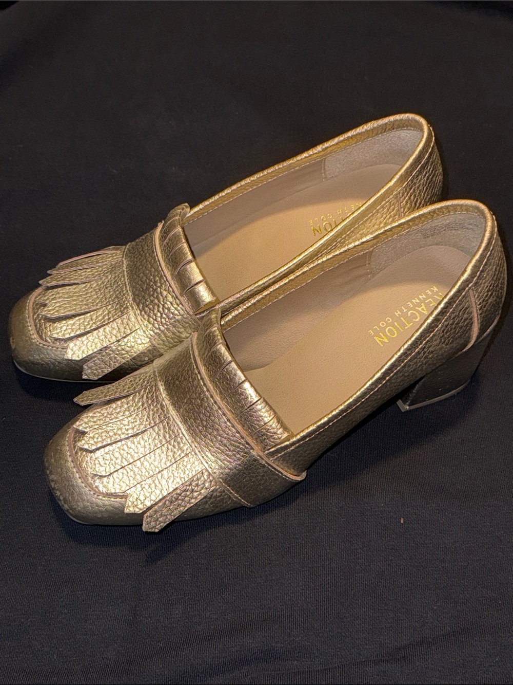 Reaction Kenneth Cole Metallic Gold Fringe Loafers
